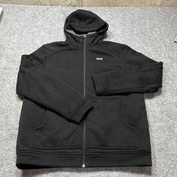 Patagonia Mens Better Sweater Hoodie Large Black Full Zip Pockets 3 Panel Hood - Picture 2 of 16